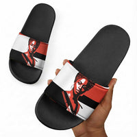 Chimamanda Ngozi Adichie Slide Sandals with Bold Red Portrait, We Should All Be Feminists Quote - Wonder Print Shop