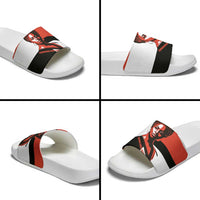 Chimamanda Ngozi Adichie Slide Sandals with Bold Red Portrait, We Should All Be Feminists Quote - Wonder Print Shop