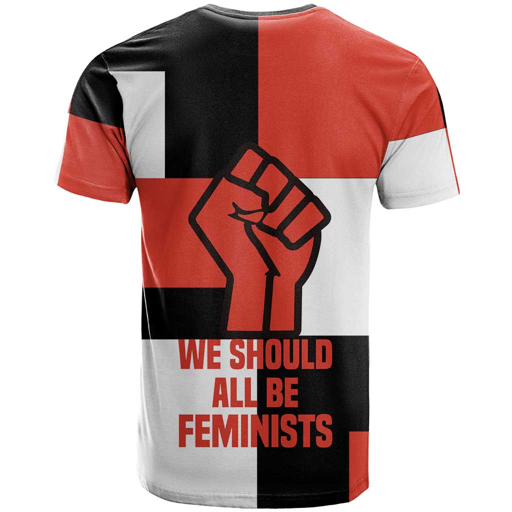 Chimamanda Ngozi Adichie T shirt with Bold Red Portrait, We Should All Be Feminists Quote - Wonder Print Shop