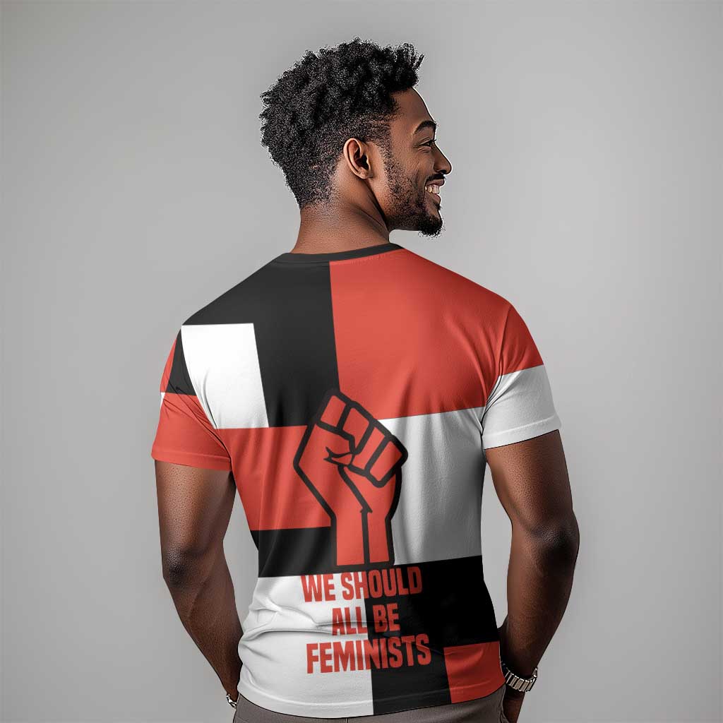 Chimamanda Ngozi Adichie T shirt with Bold Red Portrait, We Should All Be Feminists Quote - Wonder Print Shop
