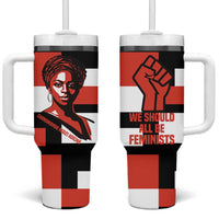 Chimamanda Ngozi Adichie Tumbler With Handle with Bold Red Portrait, We Should All Be Feminists Quote - Wonder Print Shop
