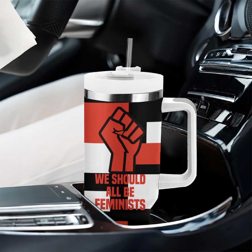 Chimamanda Ngozi Adichie Tumbler With Handle with Bold Red Portrait, We Should All Be Feminists Quote - Wonder Print Shop