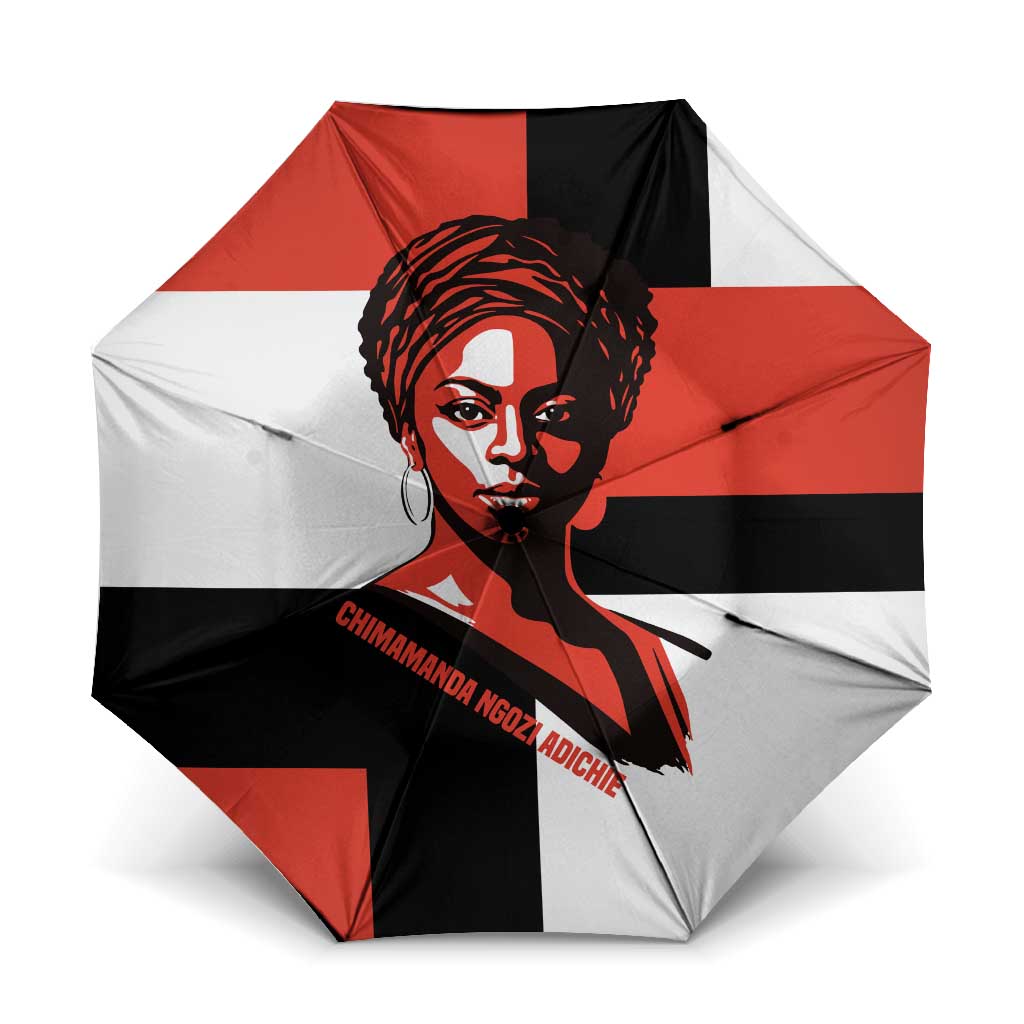 Chimamanda Ngozi Adichie Umbrella with Bold Red Portrait, We Should All Be Feminists Quote - Wonder Print Shop
