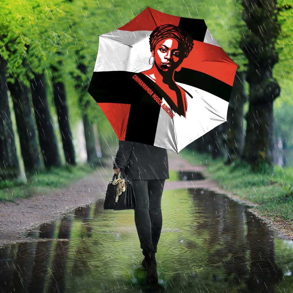Chimamanda Ngozi Adichie Umbrella with Bold Red Portrait, We Should All Be Feminists Quote - Wonder Print Shop