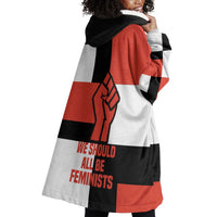 Chimamanda Ngozi Adichie Wearable Blanket Hoodie with Bold Red Portrait, We Should All Be Feminists Quote - Wonder Print Shop