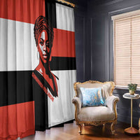 Chimamanda Ngozi Adichie Window Curtain with Bold Red Portrait, We Should All Be Feminists Quote - Wonder Print Shop