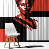 Chimamanda Ngozi Adichie Window Curtain with Bold Red Portrait, We Should All Be Feminists Quote - Wonder Print Shop