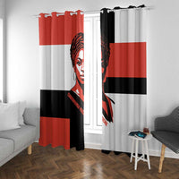 Chimamanda Ngozi Adichie Window Curtain with Bold Red Portrait, We Should All Be Feminists Quote - Wonder Print Shop