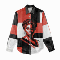 Chimamanda Ngozi Adichie Women Casual Shirt with Bold Red Portrait, We Should All Be Feminists Quote - Wonder Print Shop