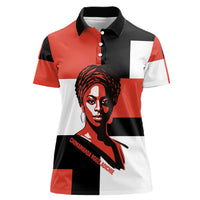 Chimamanda Ngozi Adichie Women Polo Shirt with Bold Red Portrait, We Should All Be Feminists Quote - Wonder Print Shop