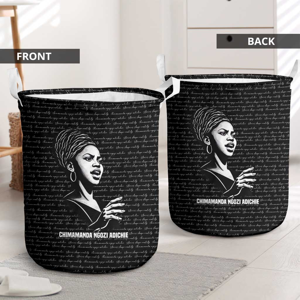 Chimamanda Ngozi Adichie Laundry Basket with Expressive Speaking Portrait, Stories Shape Reality - Wonder Print Shop