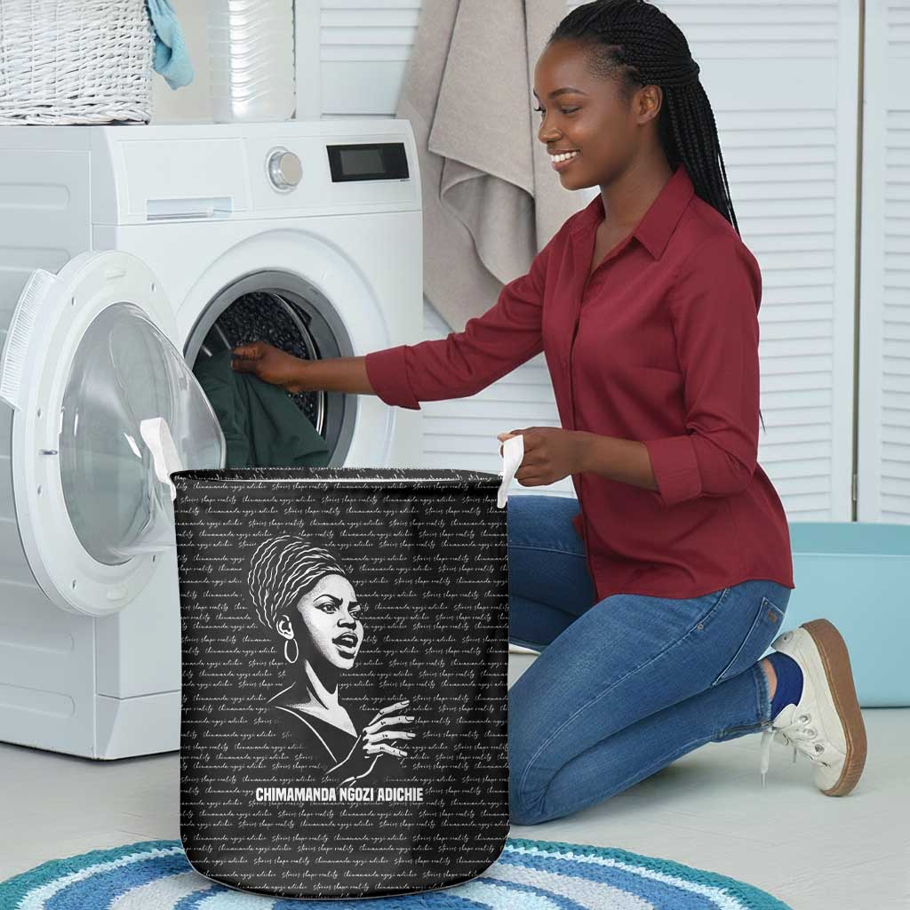 Chimamanda Ngozi Adichie Laundry Basket with Expressive Speaking Portrait, Stories Shape Reality - Wonder Print Shop