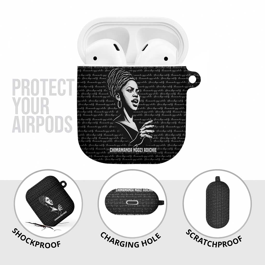 Chimamanda Ngozi Adichie AirPods Case with Expressive Speaking Portrait, Stories Shape Reality - Wonder Print Shop