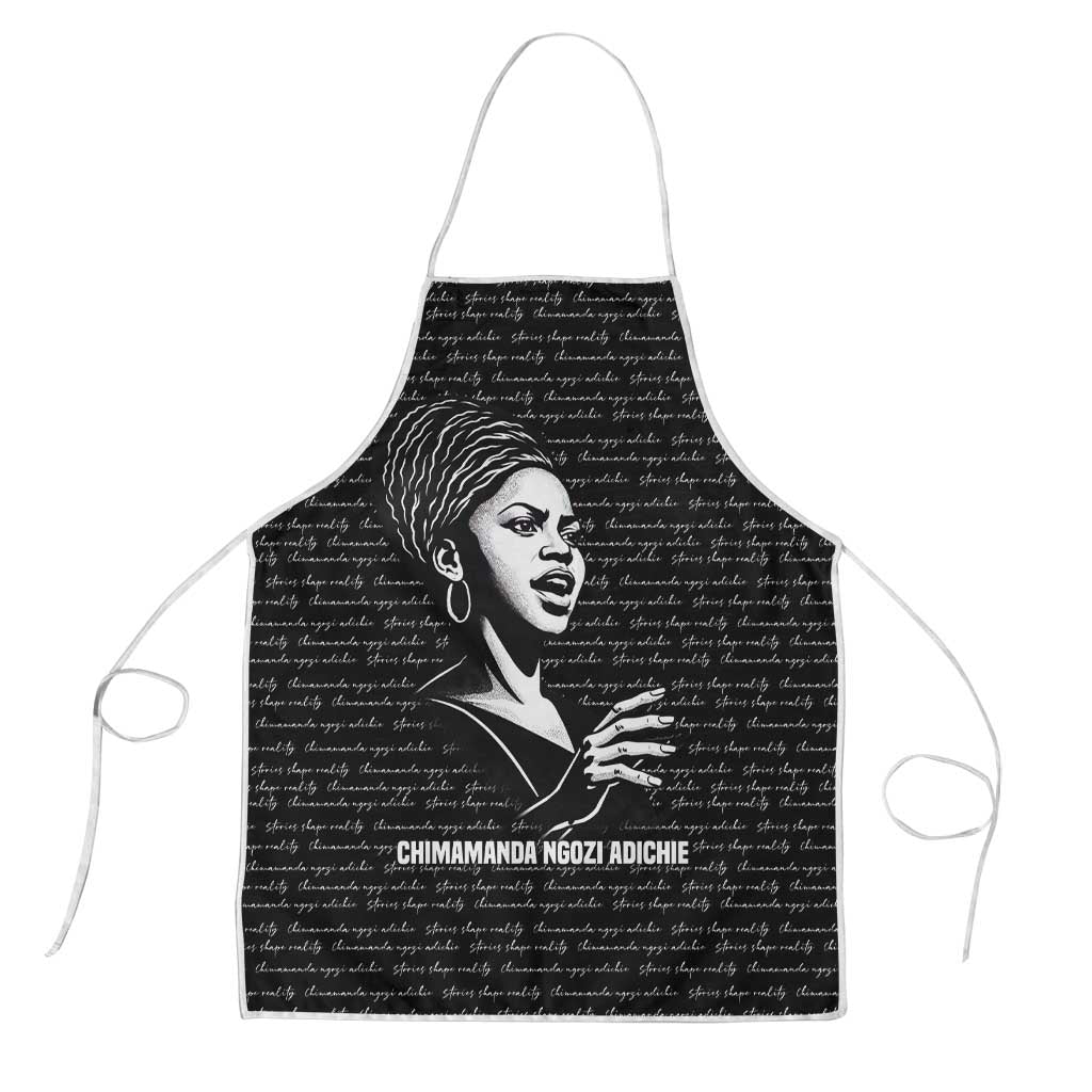 Chimamanda Ngozi Adichie Apron with Expressive Speaking Portrait, Stories Shape Reality - Wonder Print Shop