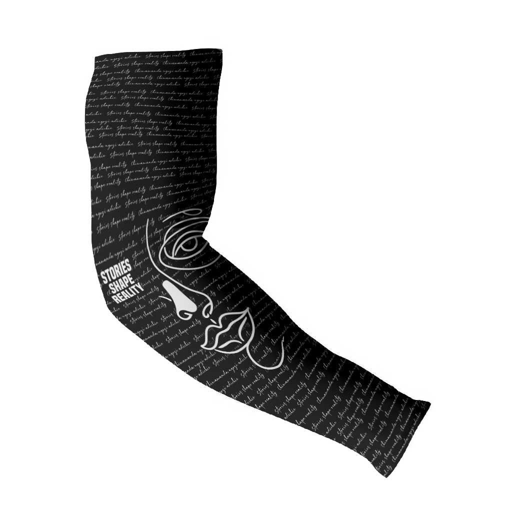 Chimamanda Ngozi Adichie Arm Sleeves with Expressive Speaking Portrait, Stories Shape Reality - Wonder Print Shop