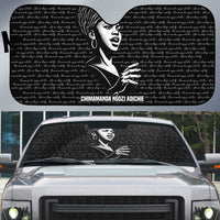 Chimamanda Ngozi Adichie Auto Sun Shade with Expressive Speaking Portrait, Stories Shape Reality - Wonder Print Shop