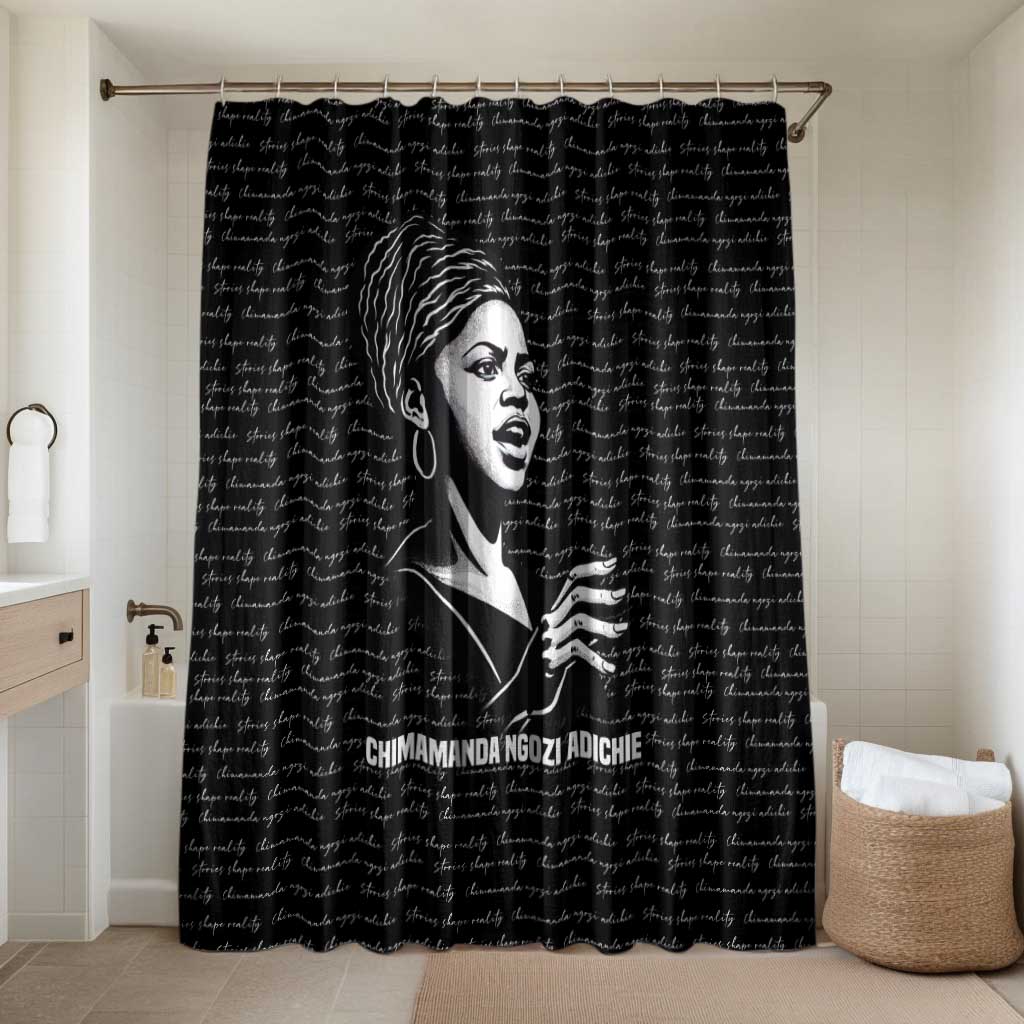 Chimamanda Ngozi Adichie Bathroom Set with Expressive Speaking Portrait, Stories Shape Reality - Wonder Print Shop