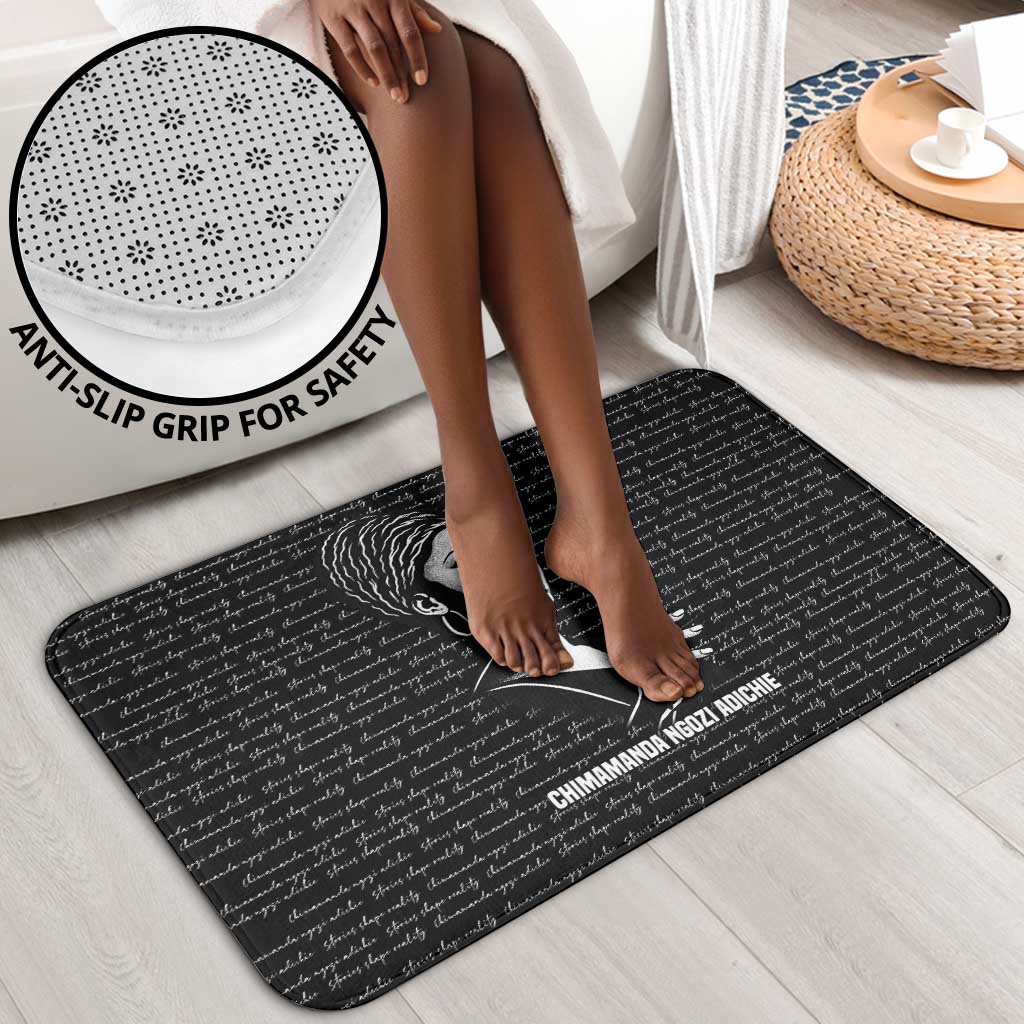 Chimamanda Ngozi Adichie Bathroom Set with Expressive Speaking Portrait, Stories Shape Reality - Wonder Print Shop