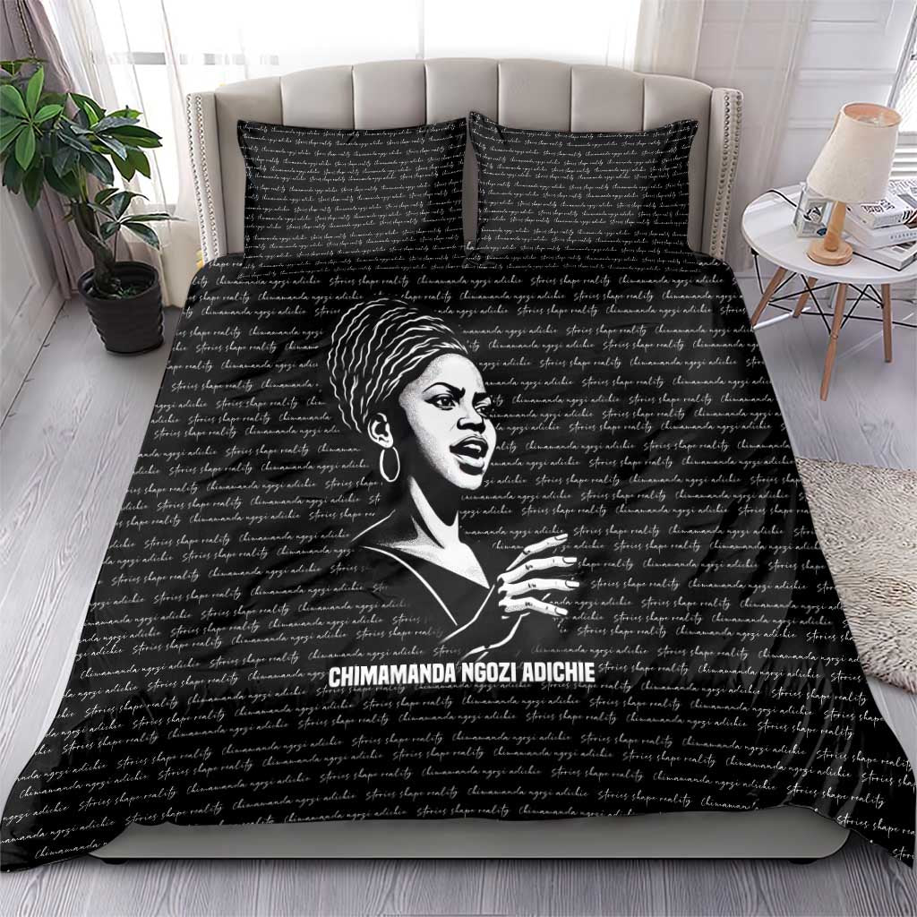 Chimamanda Ngozi Adichie Bedding Set with Expressive Speaking Portrait, Stories Shape Reality - Wonder Print Shop