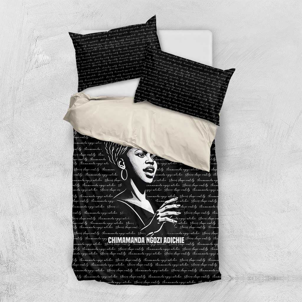 Chimamanda Ngozi Adichie Bedding Set with Expressive Speaking Portrait, Stories Shape Reality - Wonder Print Shop