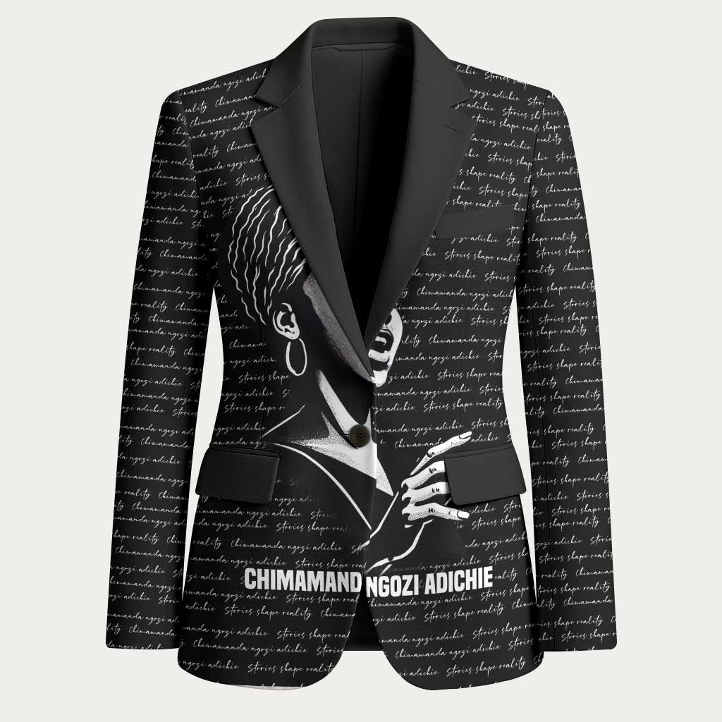 Chimamanda Ngozi Adichie Blazer with Expressive Speaking Portrait, Stories Shape Reality - Wonder Print Shop