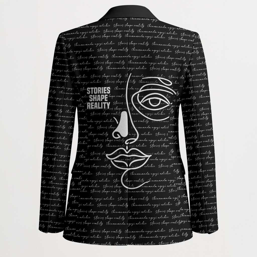 Chimamanda Ngozi Adichie Blazer with Expressive Speaking Portrait, Stories Shape Reality - Wonder Print Shop