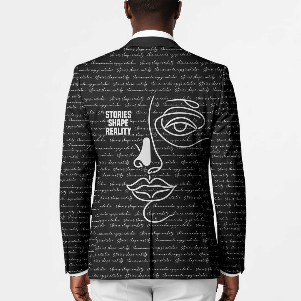 Chimamanda Ngozi Adichie Blazer with Expressive Speaking Portrait, Stories Shape Reality - Wonder Print Shop