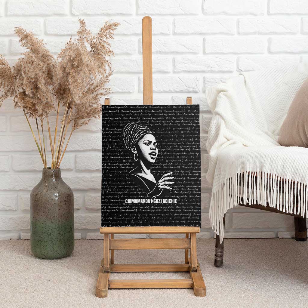 Chimamanda Ngozi Adichie Canvas Wall Art with Expressive Speaking Portrait, Stories Shape Reality - Wonder Print Shop