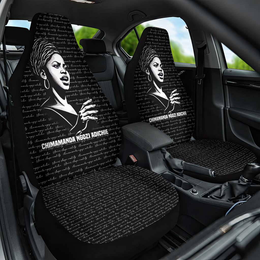Chimamanda Ngozi Adichie Car Seat Cover with Expressive Speaking Portrait, Stories Shape Reality - Wonder Print Shop