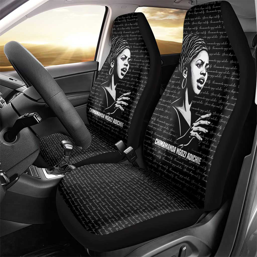 Chimamanda Ngozi Adichie Car Seat Cover with Expressive Speaking Portrait, Stories Shape Reality - Wonder Print Shop