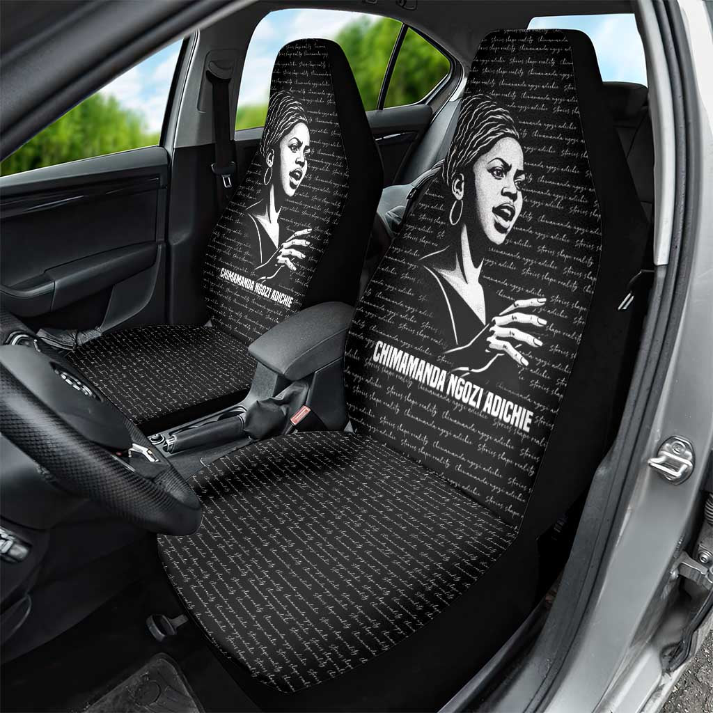 Chimamanda Ngozi Adichie Car Seat Cover with Expressive Speaking Portrait, Stories Shape Reality - Wonder Print Shop