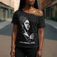 Chimamanda Ngozi Adichie Cross Shoulder Shirt with Expressive Speaking Portrait, Stories Shape Reality - Wonder Print Shop