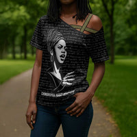 Chimamanda Ngozi Adichie Cross Shoulder Shirt with Expressive Speaking Portrait, Stories Shape Reality - Wonder Print Shop
