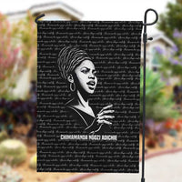 Chimamanda Ngozi Adichie Garden Flag with Expressive Speaking Portrait, Stories Shape Reality - Wonder Print Shop
