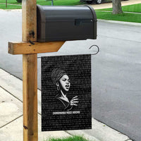 Chimamanda Ngozi Adichie Garden Flag with Expressive Speaking Portrait, Stories Shape Reality - Wonder Print Shop