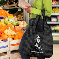 Chimamanda Ngozi Adichie Grocery Bag with Expressive Speaking Portrait, Stories Shape Reality - Wonder Print Shop