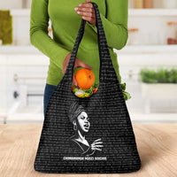 Chimamanda Ngozi Adichie Grocery Bag with Expressive Speaking Portrait, Stories Shape Reality - Wonder Print Shop