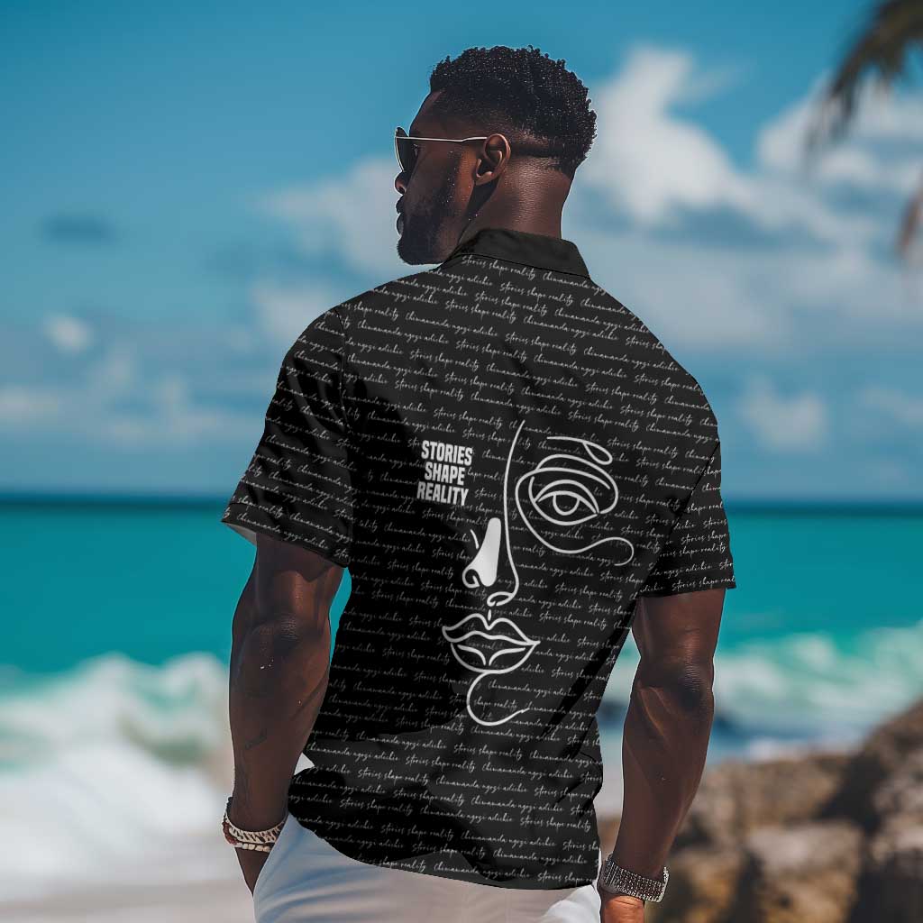 Chimamanda Ngozi Adichie Hawaiian Shirt with Expressive Speaking Portrait, Stories Shape Reality - Wonder Print Shop
