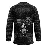 Chimamanda Ngozi Adichie Hockey Jersey with Expressive Speaking Portrait, Stories Shape Reality - Wonder Print Shop