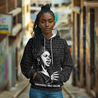 Chimamanda Ngozi Adichie Hoodie with Expressive Speaking Portrait, Stories Shape Reality - Wonder Print Shop