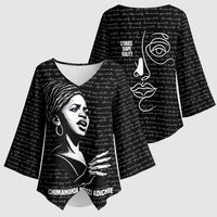 Chimamanda Ngozi Adichie Kimono Sleeve Blouse with Expressive Speaking Portrait, Stories Shape Reality - Wonder Print Shop