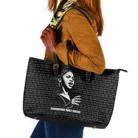 Chimamanda Ngozi Adichie Leather Tote Bag with Expressive Speaking Portrait, Stories Shape Reality - Wonder Print Shop