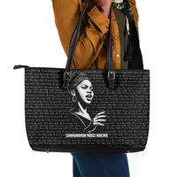 Chimamanda Ngozi Adichie Leather Tote Bag with Expressive Speaking Portrait, Stories Shape Reality - Wonder Print Shop
