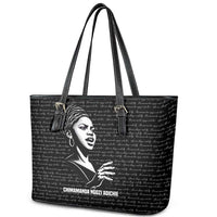 Chimamanda Ngozi Adichie Leather Tote Bag with Expressive Speaking Portrait, Stories Shape Reality - Wonder Print Shop