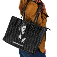 Chimamanda Ngozi Adichie Leather Tote Bag with Expressive Speaking Portrait, Stories Shape Reality - Wonder Print Shop