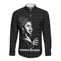 Chimamanda Ngozi Adichie Long Sleeve Button Shirt with Expressive Speaking Portrait, Stories Shape Reality - Wonder Print Shop