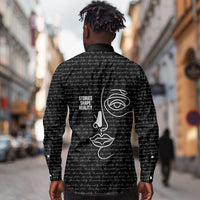 Chimamanda Ngozi Adichie Long Sleeve Button Shirt with Expressive Speaking Portrait, Stories Shape Reality - Wonder Print Shop