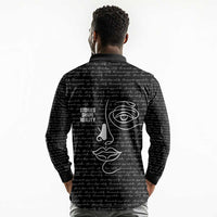 Chimamanda Ngozi Adichie Long Sleeve Polo Shirt with Expressive Speaking Portrait, Stories Shape Reality - Wonder Print Shop