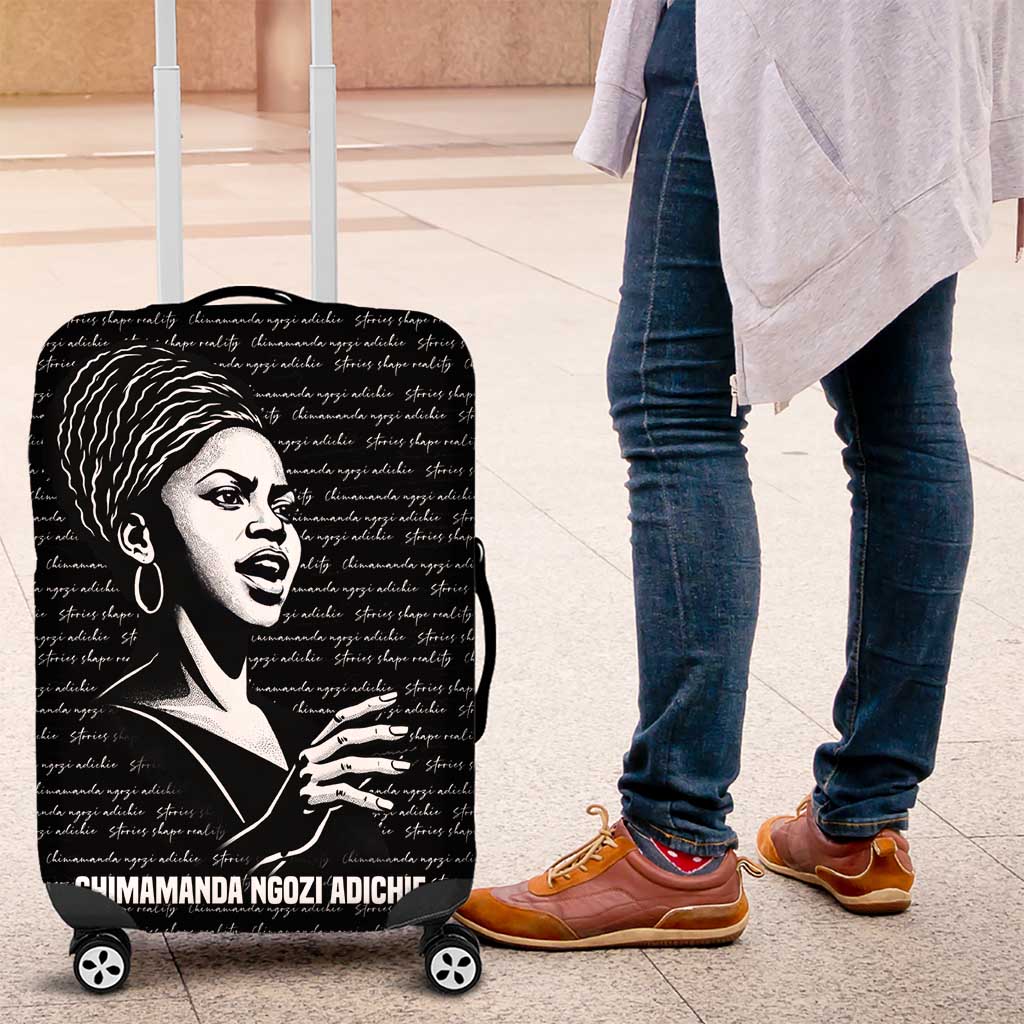 Chimamanda Ngozi Adichie Luggage Cover with Expressive Speaking Portrait, Stories Shape Reality - Wonder Print Shop