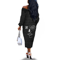 Chimamanda Ngozi Adichie Off The Shoulder Long Sleeve Dress with Expressive Speaking Portrait, Stories Shape Reality - Wonder Print Shop